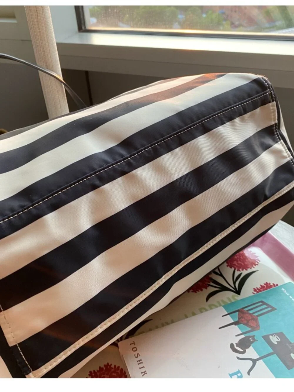 Kate Spade Blake Avenue Taden Striped Tote Bag Black & White